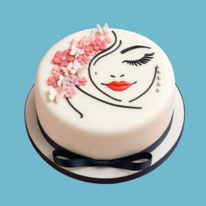 Elegant Face and Flowers Cake