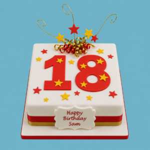 Big Number Red and Gold Cake
