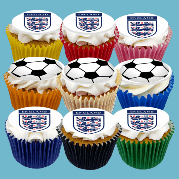 Box of 15 Your Football Team Cupcakes with customised flavour options, perfect for fans of any football team.