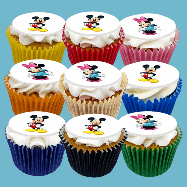Celebrate with a Box of 15 Mickey and Minnie Mouse Cupcakes with customisable delicious flavours.