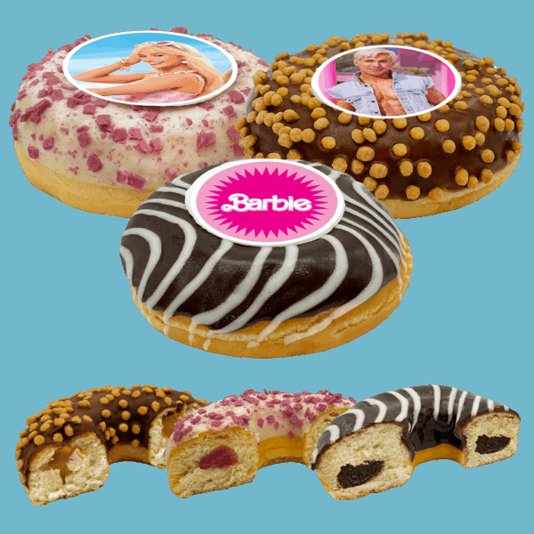 Handmade Barbie Doughnuts with edible photo prints, available for delivery across the UK.