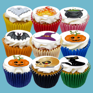 Box of 15 Halloween Themed Cupcakes featuring Halloween characters with customisable flavours.