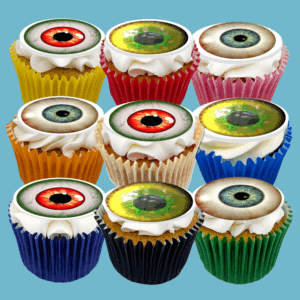 Box of 15 Scary Eyes Cupcakes featuring Scary Eyes with customisable flavours.