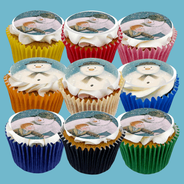 Box of 15 The Snowman Cupcakes featuring The Snowman with customisable flavours.