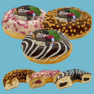 Handmade Personalised Photo Doughnuts with edible photo prints, available for delivery across the UK.